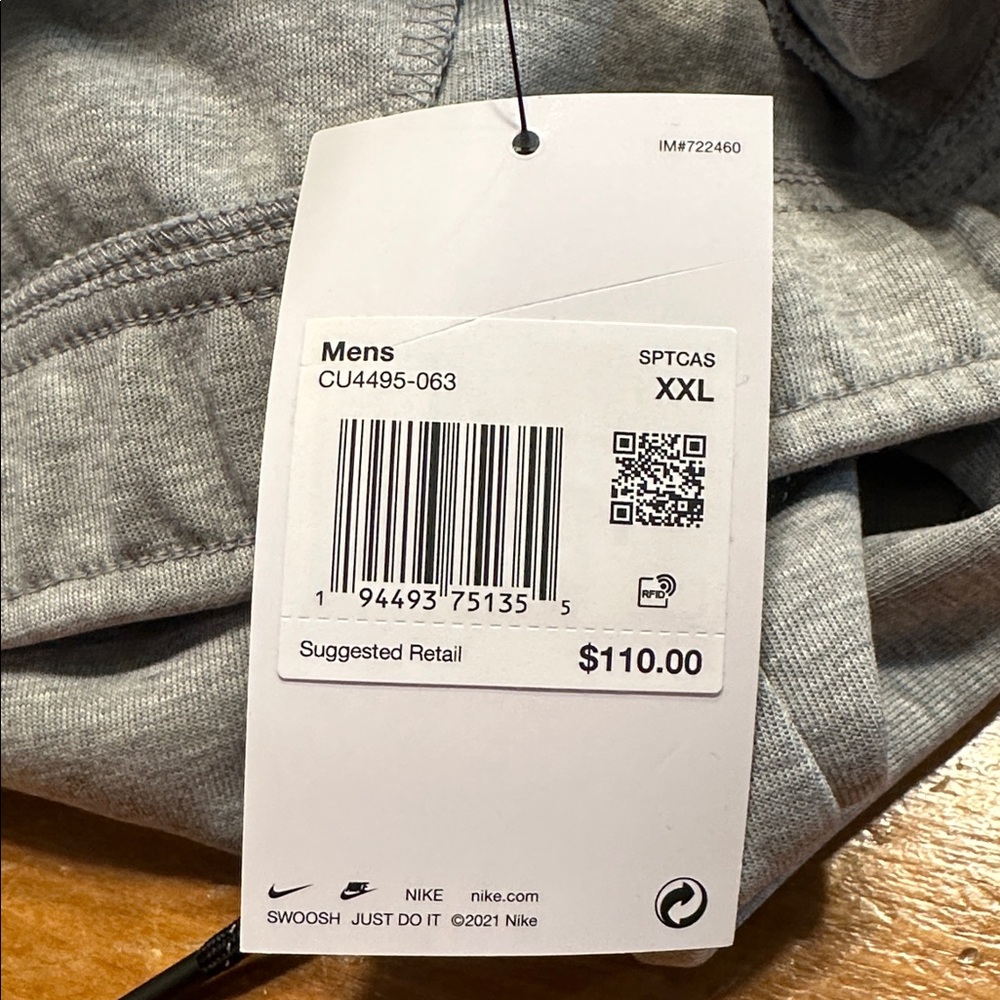 Men’s Nike Tech Fleece Slim Fit Tapered Joggers Gray CU4495-063 Size XXL NEW - Picture 4 of 6